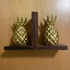 Gold Pineapple Book Ends - 2 pieces